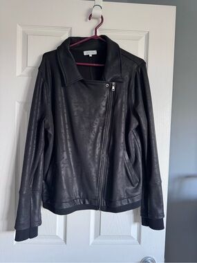 Grace & Lace Black Faux Leather Zip-Front Jacket
